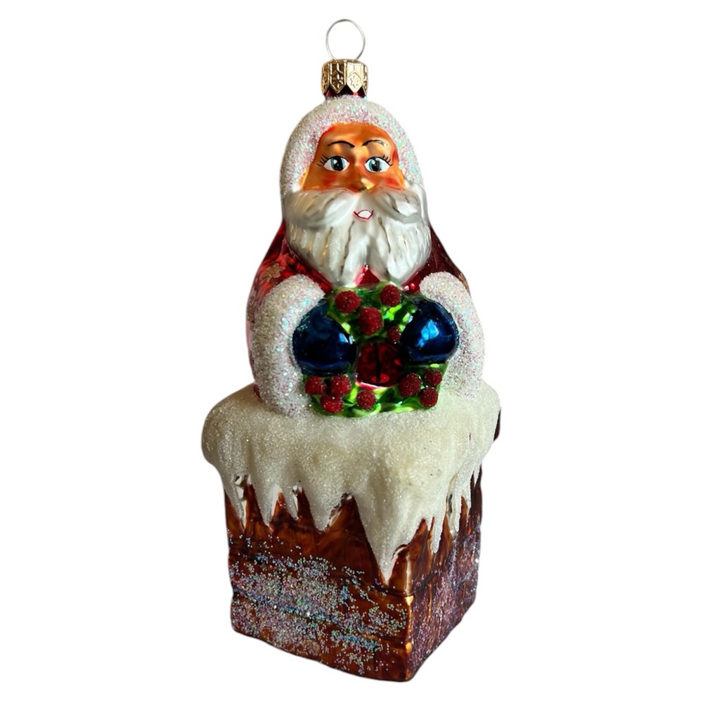 Christopher Radko CHIMNEY CHEER SANTA Christmas Ornament EUC 6.5"